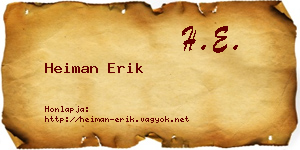 Heiman Erik névjegykártya